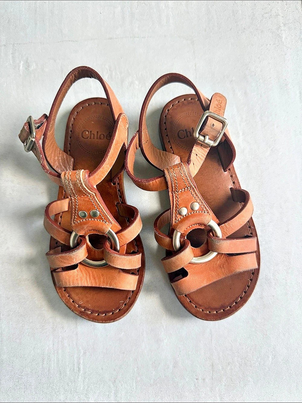 Chloé Leather Gladiator Sandals Brown Girls EU 27 US 10/10.5